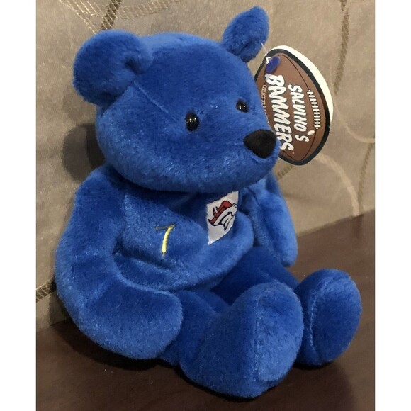 John Elway #7 Denver Broncos NFL Salvino's Bammers Plush Bean Bear Toy Football - Picture 2 of 12